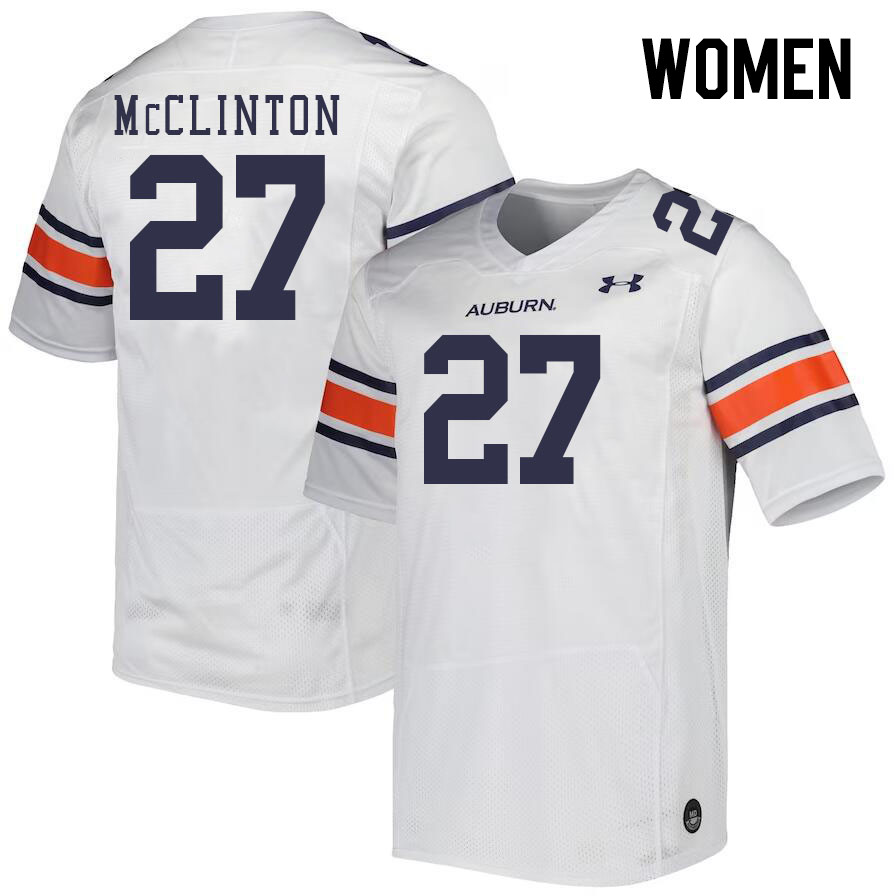 Women #27 Mac McClinton Auburn Tigers College Football Jerseys Stitched-White